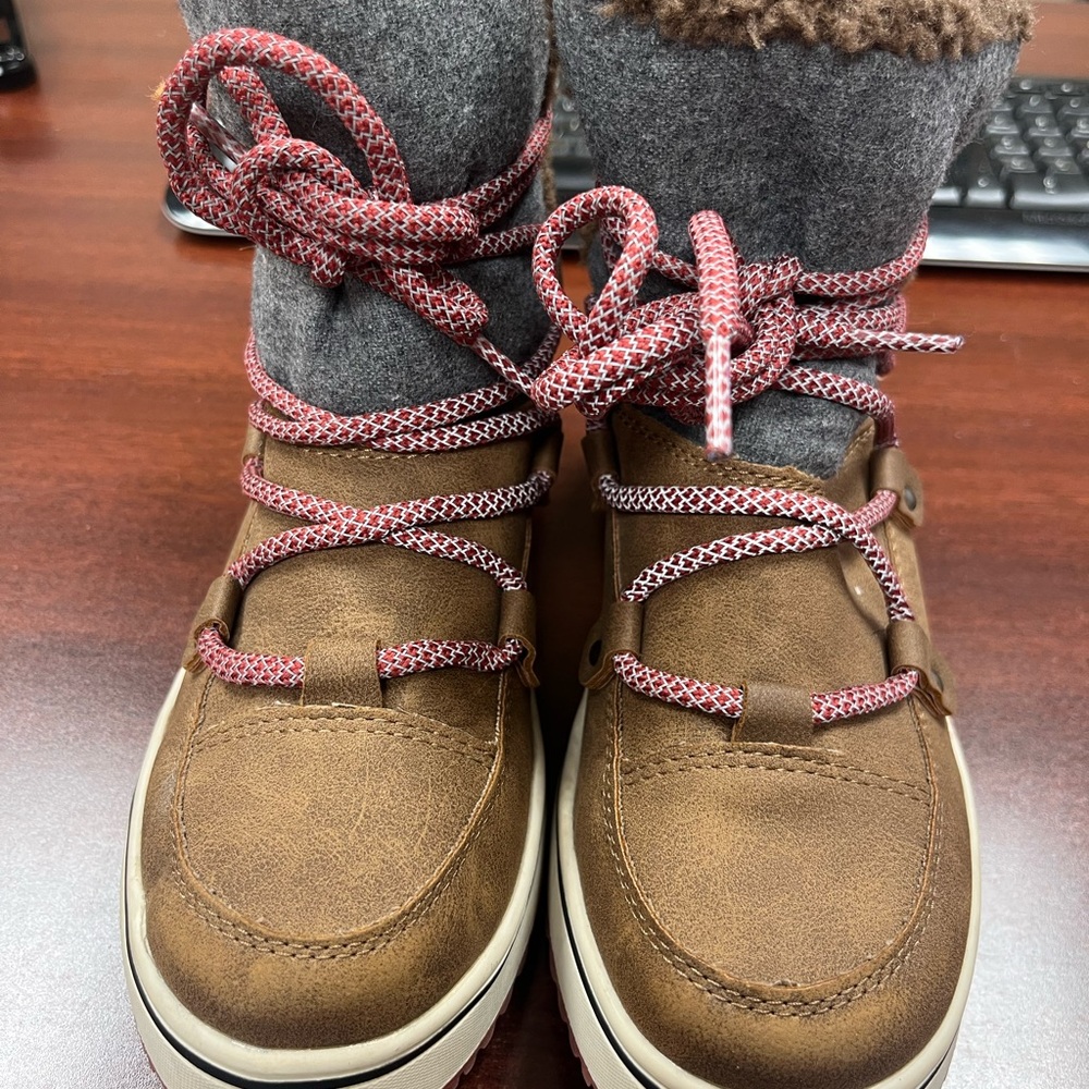 Brown and Gray Womens Boots